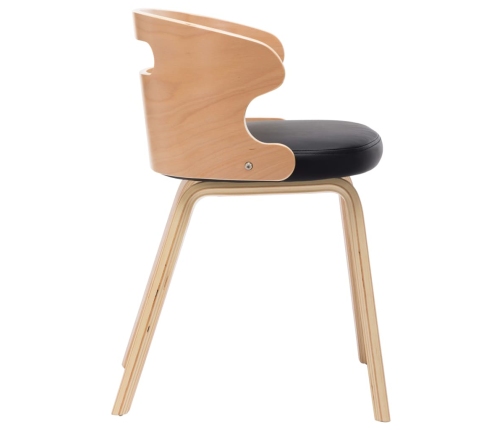 vidaXL virtuves krēsli, 2 gab., liekts koks un melna mākslīgā āda