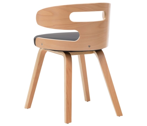 vidaXL virtuves krēsli, 2 gab., liekts koks un melna mākslīgā āda