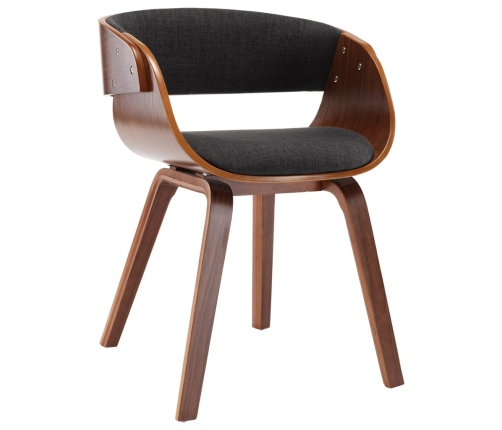 vidaXL virtuves krēsls, izliekts koks un audums, pelēks