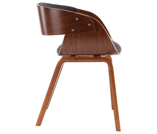 vidaXL virtuves krēsls, izliekts koks un audums, pelēks