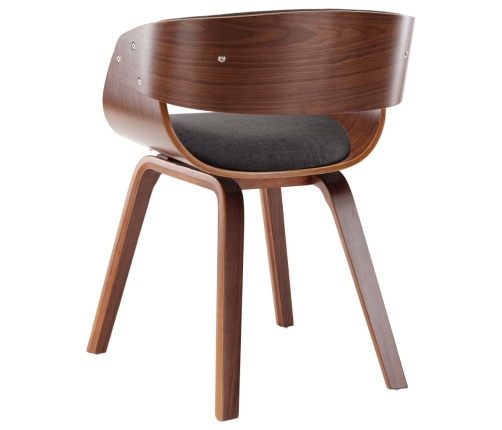 vidaXL virtuves krēsls, izliekts koks un audums, pelēks