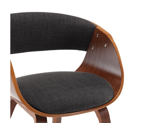 vidaXL virtuves krēsls, izliekts koks un audums, pelēks