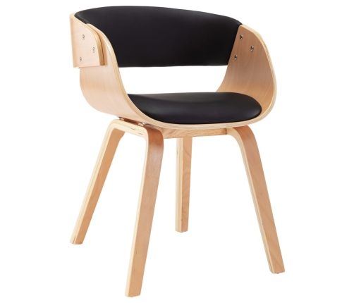 vidaXL virtuves krēsls, izliekts koks un mākslīgā āda, melns