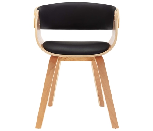 vidaXL virtuves krēsls, izliekts koks un mākslīgā āda, melns