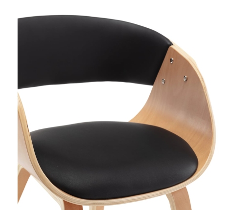 vidaXL virtuves krēsls, izliekts koks un mākslīgā āda, melns