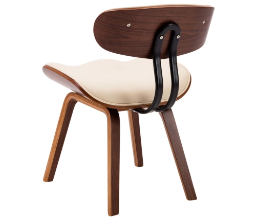 vidaXL virtuves krēsli, 2 gab., liekts koks un mākslīgā āda, krēmkrāsā