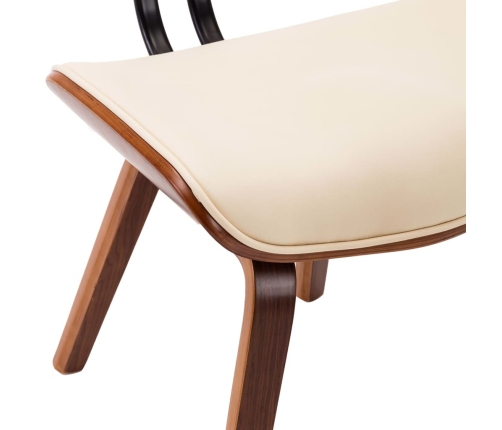 vidaXL virtuves krēsli, 2 gab., liekts koks un mākslīgā āda, krēmkrāsā