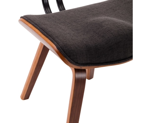 vidaXL virtuves krēsli, 2 gab., pelēki, izliekts koks un audums