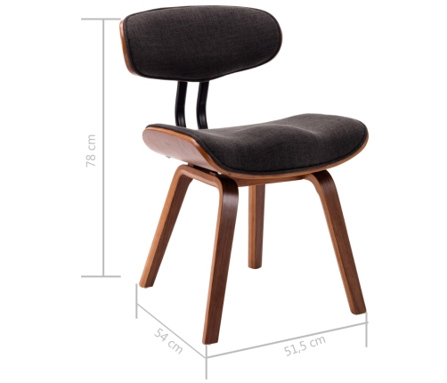 vidaXL virtuves krēsli, 2 gab., pelēki, izliekts koks un audums