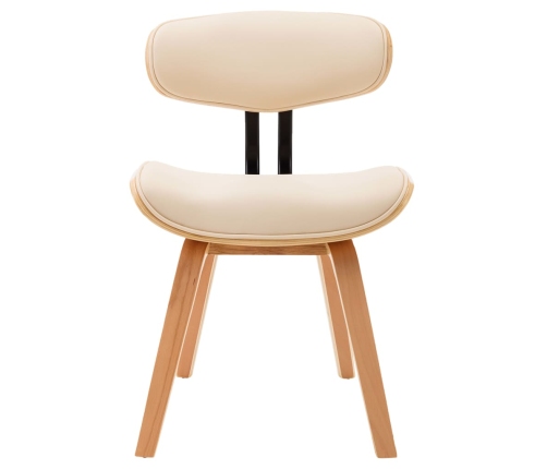 vidaXL virtuves krēsli, 2 gab., liekts koks un mākslīgā āda, krēmkrāsā