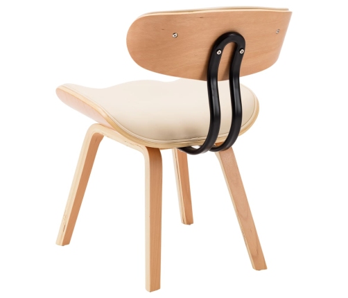 vidaXL virtuves krēsli, 2 gab., liekts koks un mākslīgā āda, krēmkrāsā