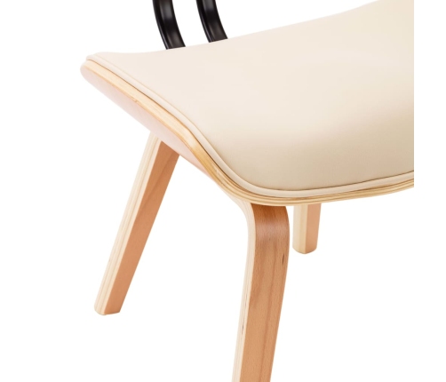 vidaXL virtuves krēsli, 2 gab., liekts koks un mākslīgā āda, krēmkrāsā