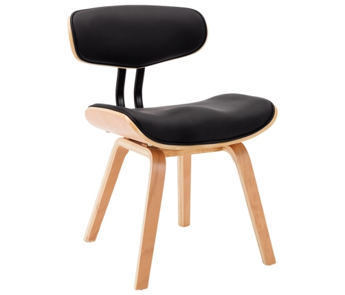 vidaXL virtuves krēsli, 2 gab., liekts koks un melna mākslīgā āda