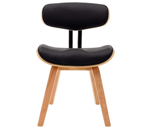 vidaXL virtuves krēsli, 2 gab., liekts koks un melna mākslīgā āda