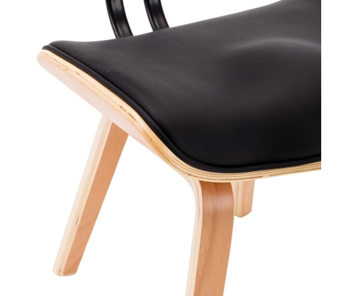 vidaXL virtuves krēsli, 2 gab., liekts koks un melna mākslīgā āda