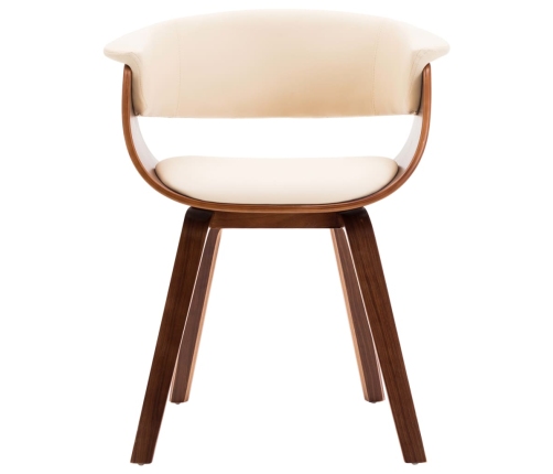 vidaXL virtuves krēsls, izliekts koks un mākslīgā āda, krēmkrāsas