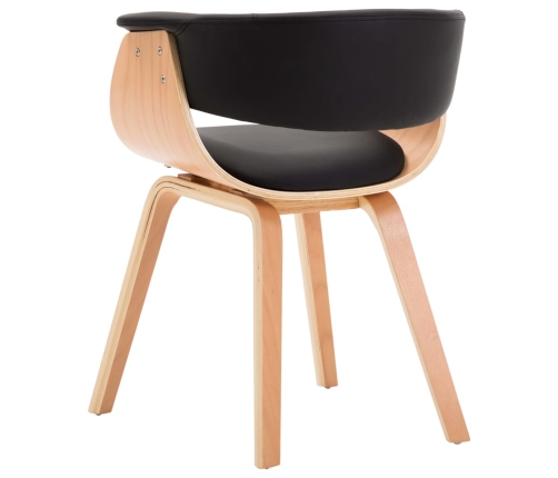 vidaXL virtuves krēsls, izliekts koks un mākslīgā āda, melns