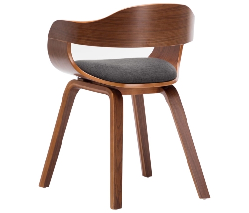 vidaXL virtuves krēsls, tumši pelēks audums un liekts koks