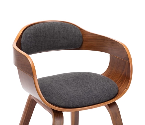 vidaXL virtuves krēsls, tumši pelēks audums un liekts koks