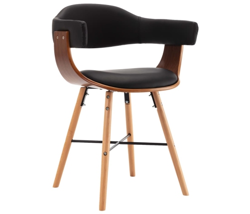 vidaXL virtuves krēsli, 2 gab., liekts koks, melna mākslīgā āda