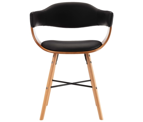 vidaXL virtuves krēsli, 2 gab., liekts koks, melna mākslīgā āda