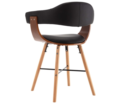 vidaXL virtuves krēsli, 2 gab., liekts koks, melna mākslīgā āda