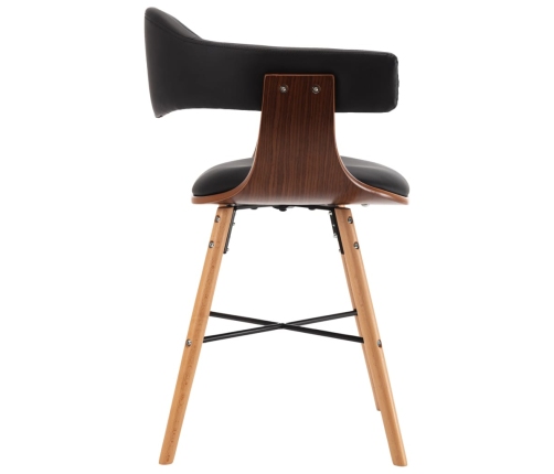 vidaXL virtuves krēsli, 2 gab., liekts koks, melna mākslīgā āda