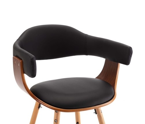 vidaXL virtuves krēsli, 2 gab., liekts koks, melna mākslīgā āda