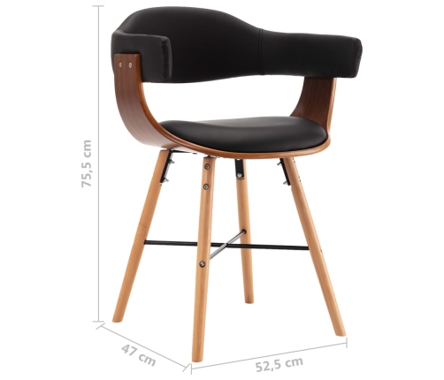 vidaXL virtuves krēsli, 2 gab., liekts koks, melna mākslīgā āda