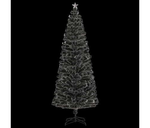 vidaXL izgaismota Ziemassvētku egle ar statīvu, 240cm, optiskā šķiedra