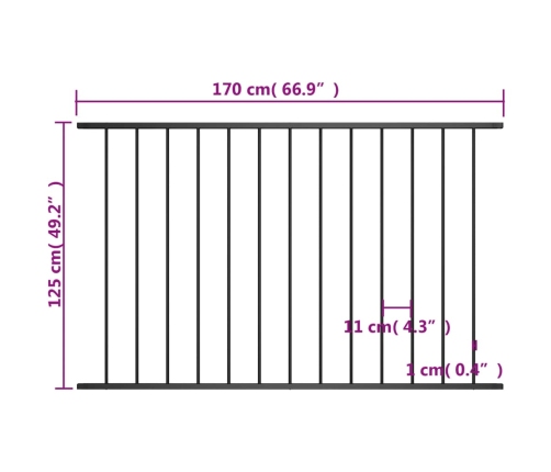 vidaXL žoga panelis, melns, 1,7x1,25 m, pulverkrāsots tērauds