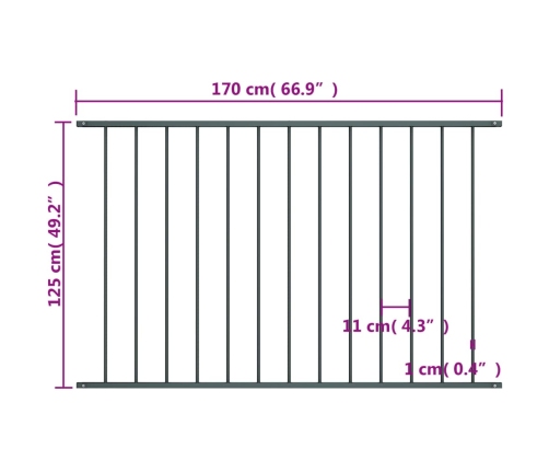 vidaXL žoga panelis, pelēks, 1,7x1,25 m, pulverkrāsots tērauds