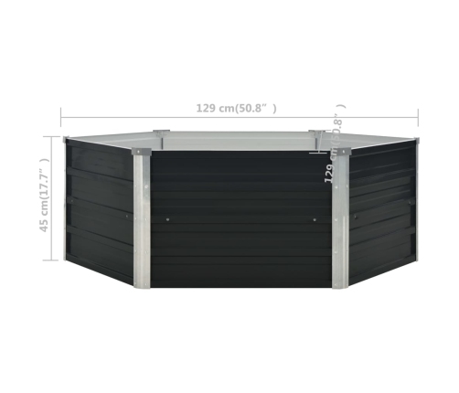 vidaXL puķu kaste, 129x129x45 cm, cinkots tērauds, antracītpelēka