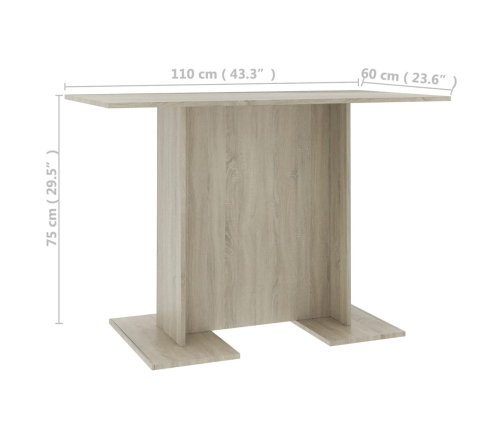 vidaXL virtuves galds, 110x60x75 cm, ozolkoka krāsā, inženierijas koks