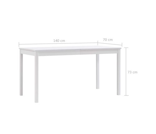 Virtuves Galds, Balts, 140X70X73 Cm, Priedes Koks Vidaxl