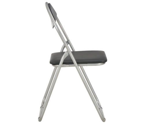 vidaXL virtuves krēsli, saliekami, 2 gab., melna mākslīgā āda