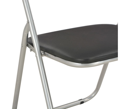 vidaXL virtuves krēsli, saliekami, 2 gab., melna mākslīgā āda