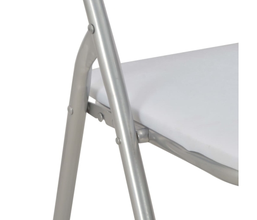 vidaXL virtuves krēsli, saliekami, 2 gab., balta mākslīgā āda