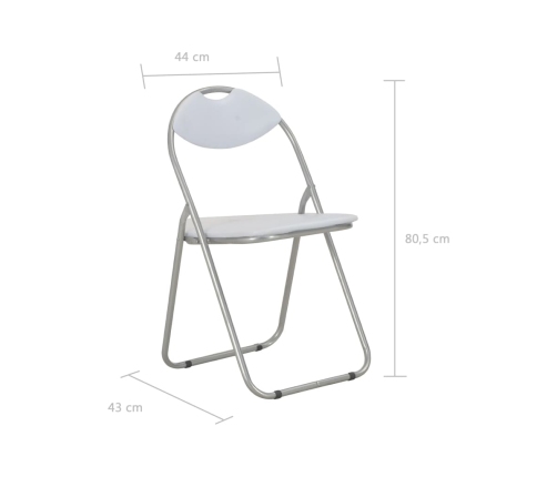 vidaXL virtuves krēsli, saliekami, 2 gab., balta mākslīgā āda