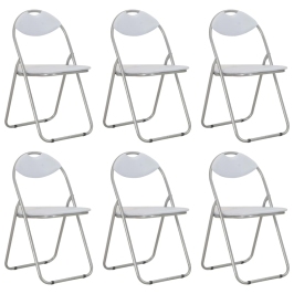 Virtuves Krēsli, Saliekami, 6 Gab., Balta Mākslīgā Āda Vidaxl