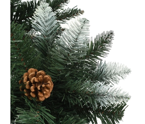 vidaXL mākslīgā Ziemassvētku egle, čiekuri, balti spīdumi, 150 cm