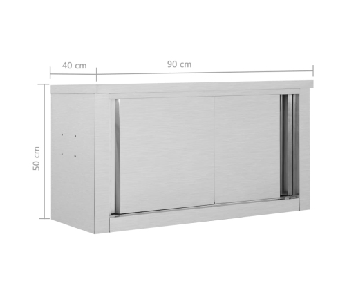 vidaXL virtuves sienas skapis ar bīdāmām durvīm, 90x40x50 cm, tērauds