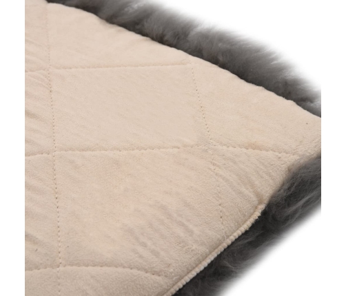 vidaXL krēslu paliktņi, 2 gab., 40x40 cm, dabīga aitāda, gaiši pelēki