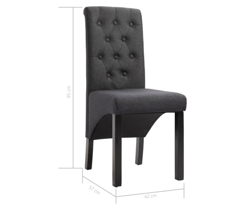 vidaXL virtuves krēsli, 6 gab., tumši pelēks audums