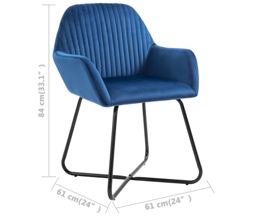 vidaXL virtuves krēsli, 4 gab., zils samts