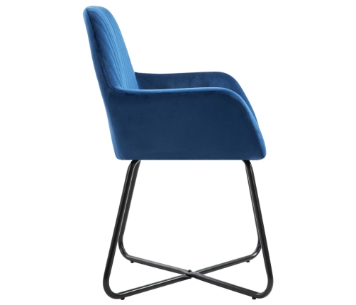 vidaXL virtuves krēsli, 6 gab., zils samts