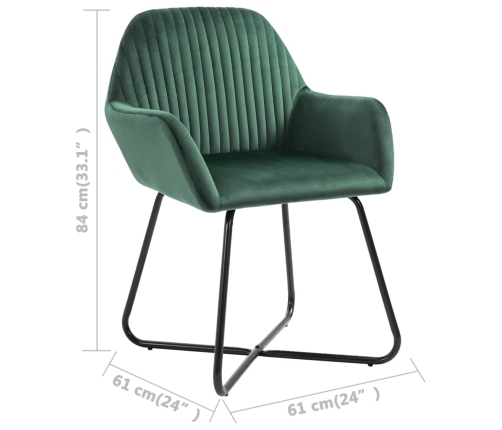 vidaXL virtuves krēsli, 6 gab., zaļš samts