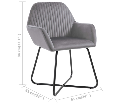 vidaXL virtuves krēsli, 4 gab., pelēks samts