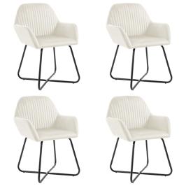 Virtuves Krēsli, 4 Gab., Krēmkrāsas Samts Vidaxl