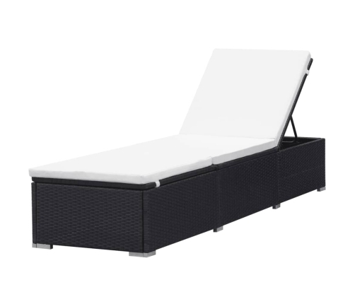 vidaXL sauļošanās zviļņi ar spilveniem, 2 gab., melna PE rotangpalma